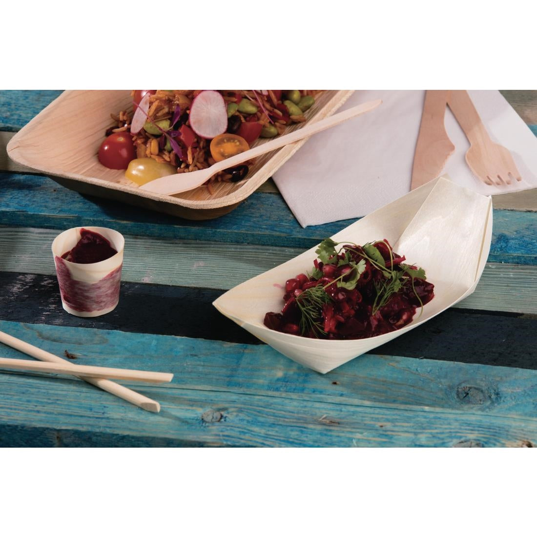 Fiesta Compostable Wooden Sushi Boats Large 250mm (100 pack)