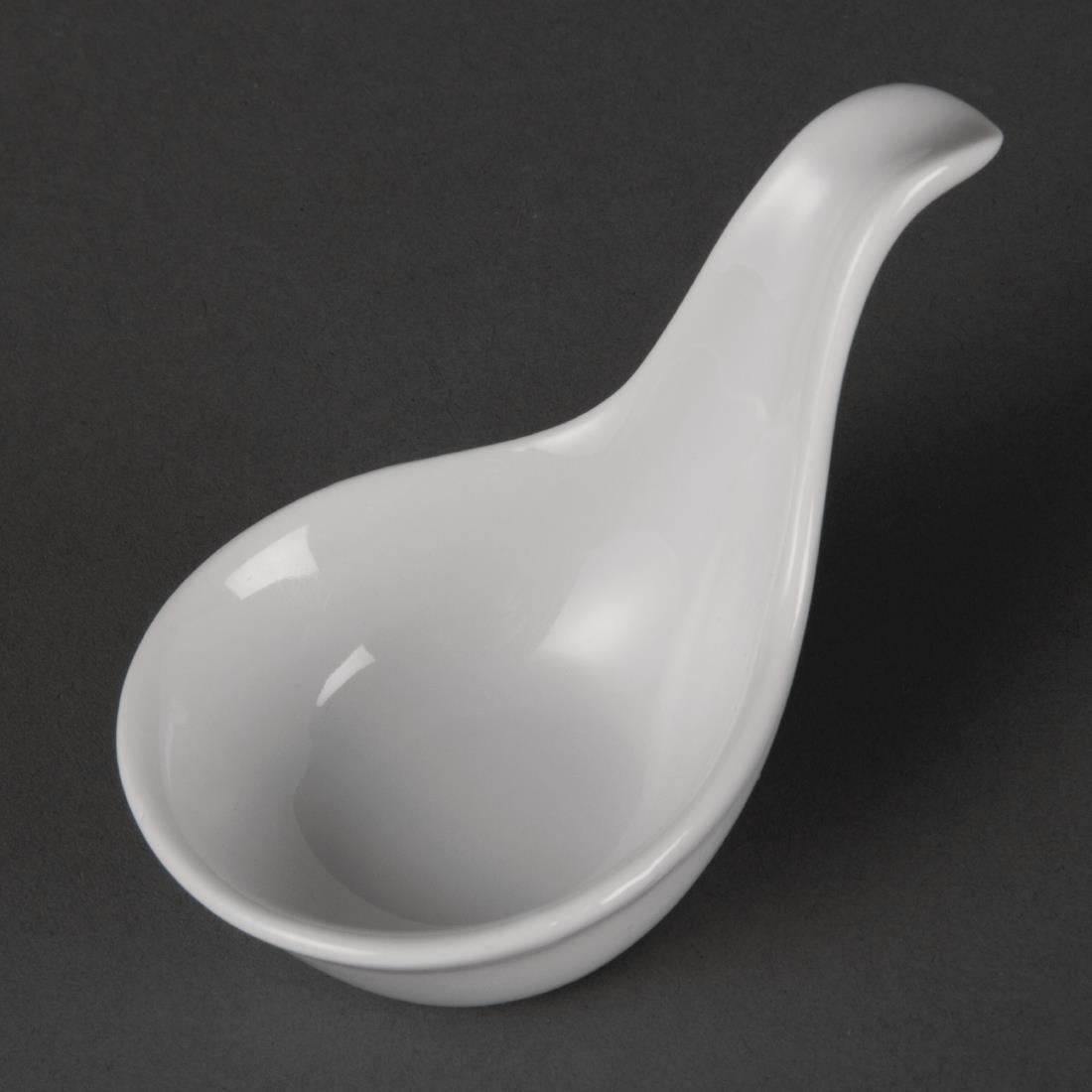 Olympia Whiteware Miniature Spoon Shape Dipping Bowls 57x 57mm (12 Pack)