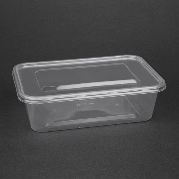 Fiesta Recyclable Plastic Microwavable Containers with Lid Medium 650ml (250 Pack)