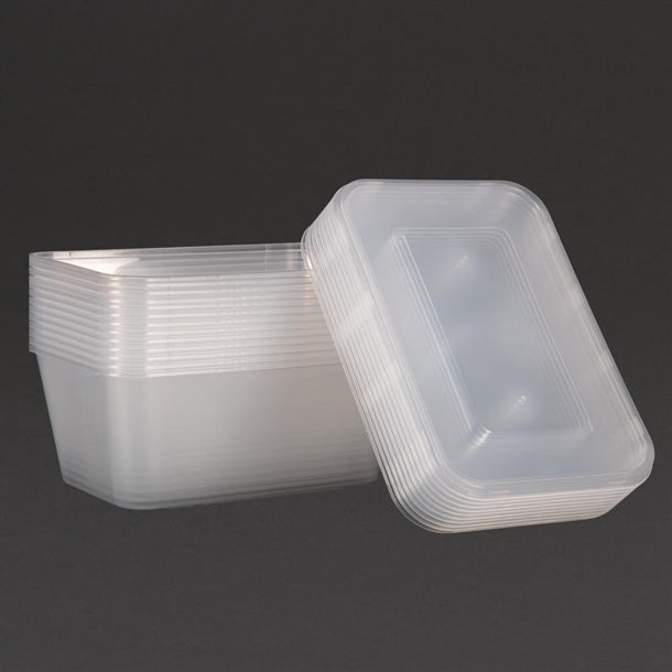 Fiesta Recyclable Plastic Microwavable Containers with Lid Large 1000ml (250 Pack)