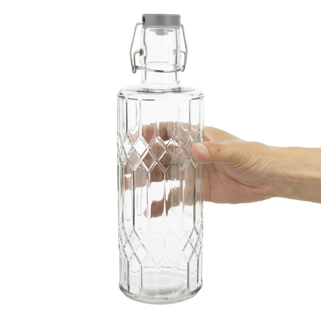 Olympia Geo Glass Water Bottle with Stopper 1Ltr (6 Pack)