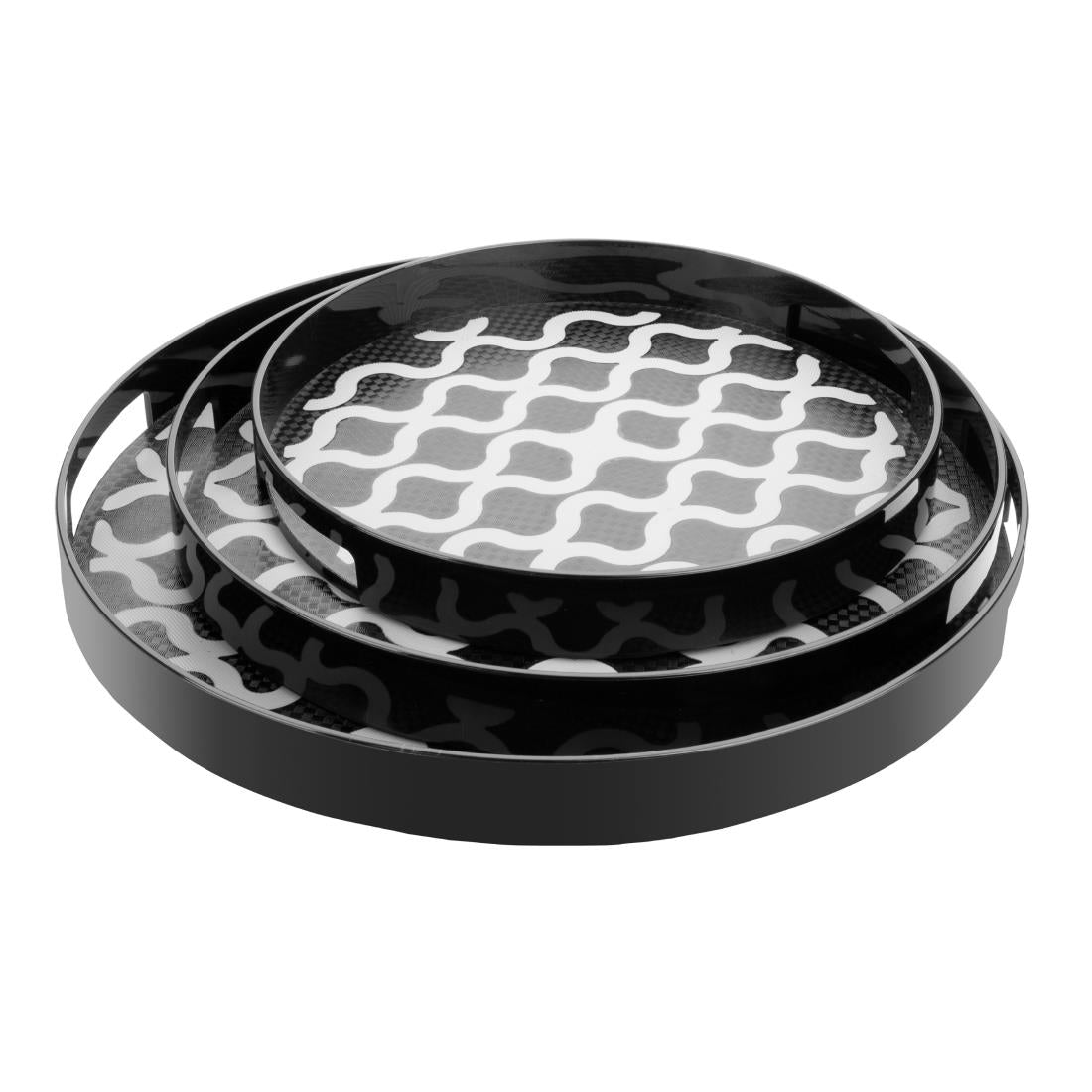 Olympia Kristallon PC Round Non Slip Tray with Handles 300mm