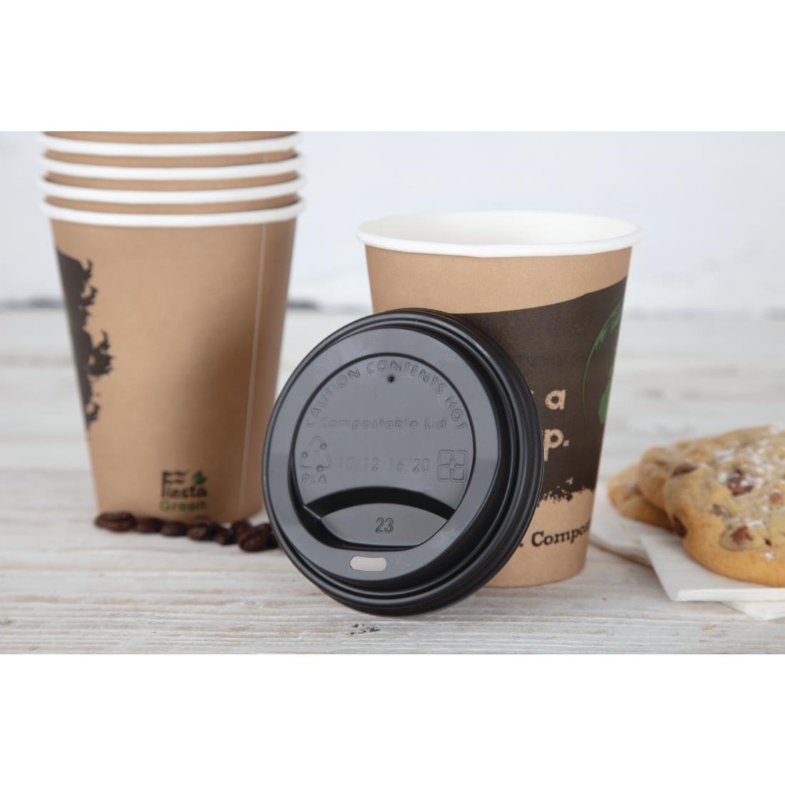 Fiesta Compostable Coffee Cup Lids 340ml / 12oz (1000 Pack)
