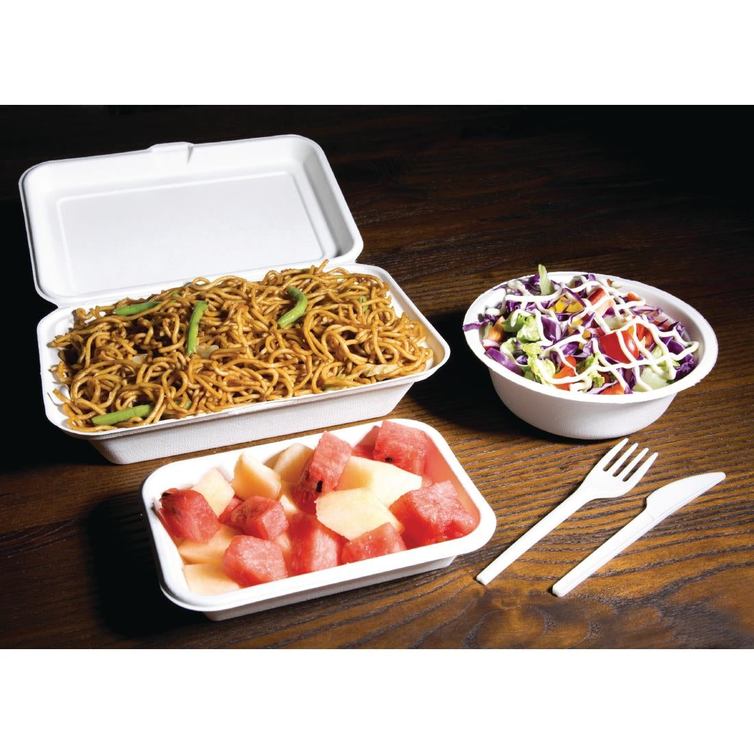 Fiesta Compostable Bagasse Hinged Food Containers 248mm (250 Pack)