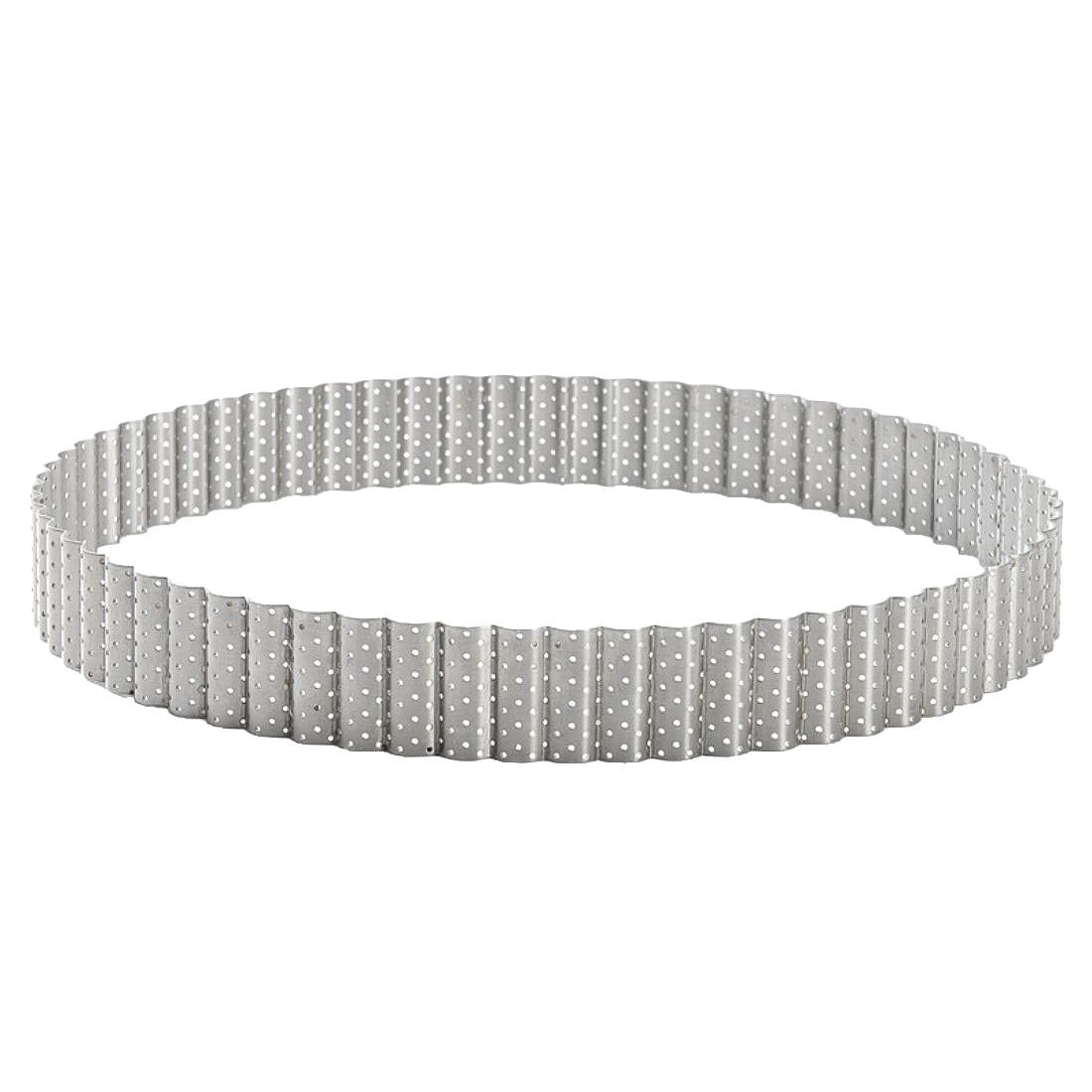 De Buyer Perforated Fluted Stainless Steel Tart Ring 240mm