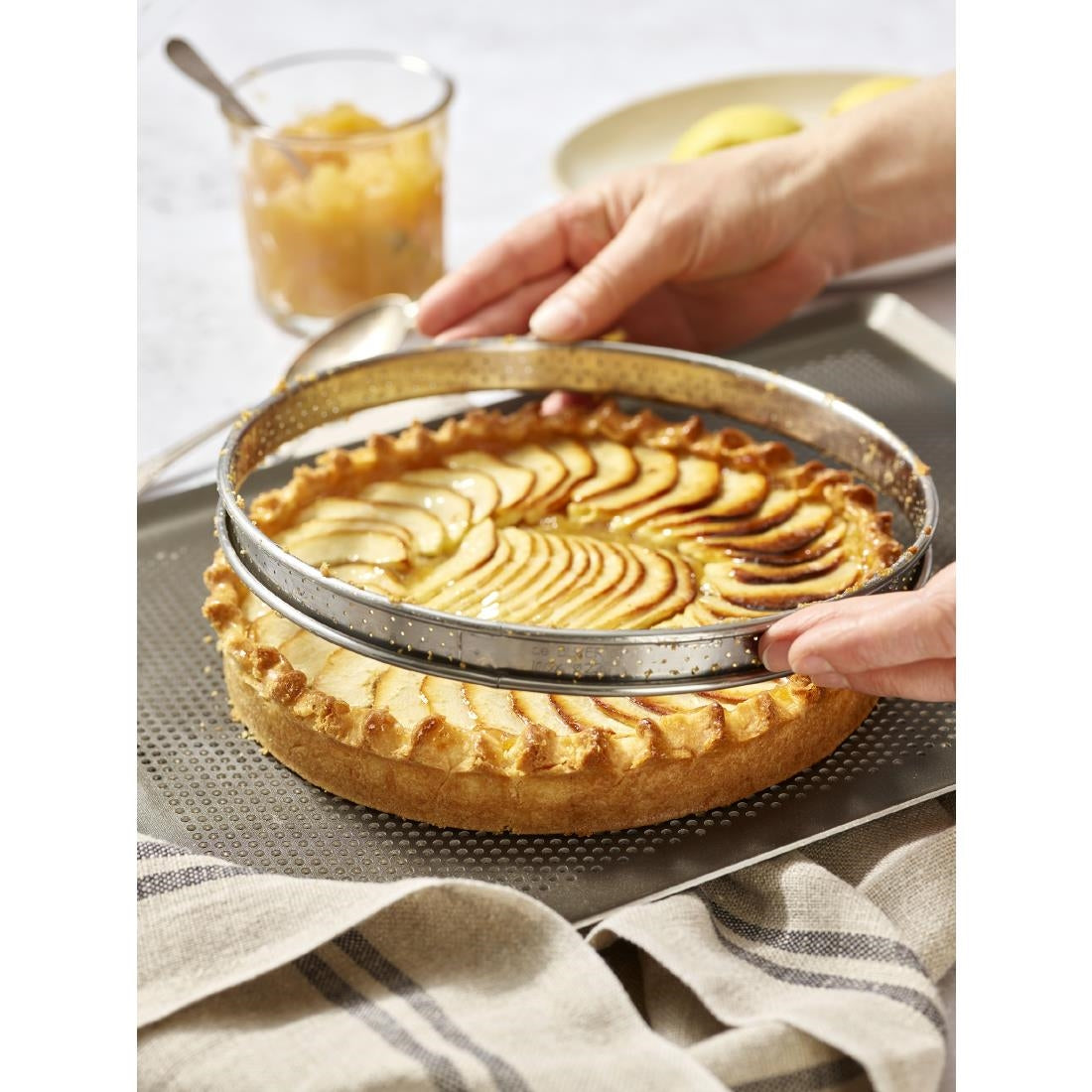 De Buyer Perforated Tart Ring Rolled Edge 100mm