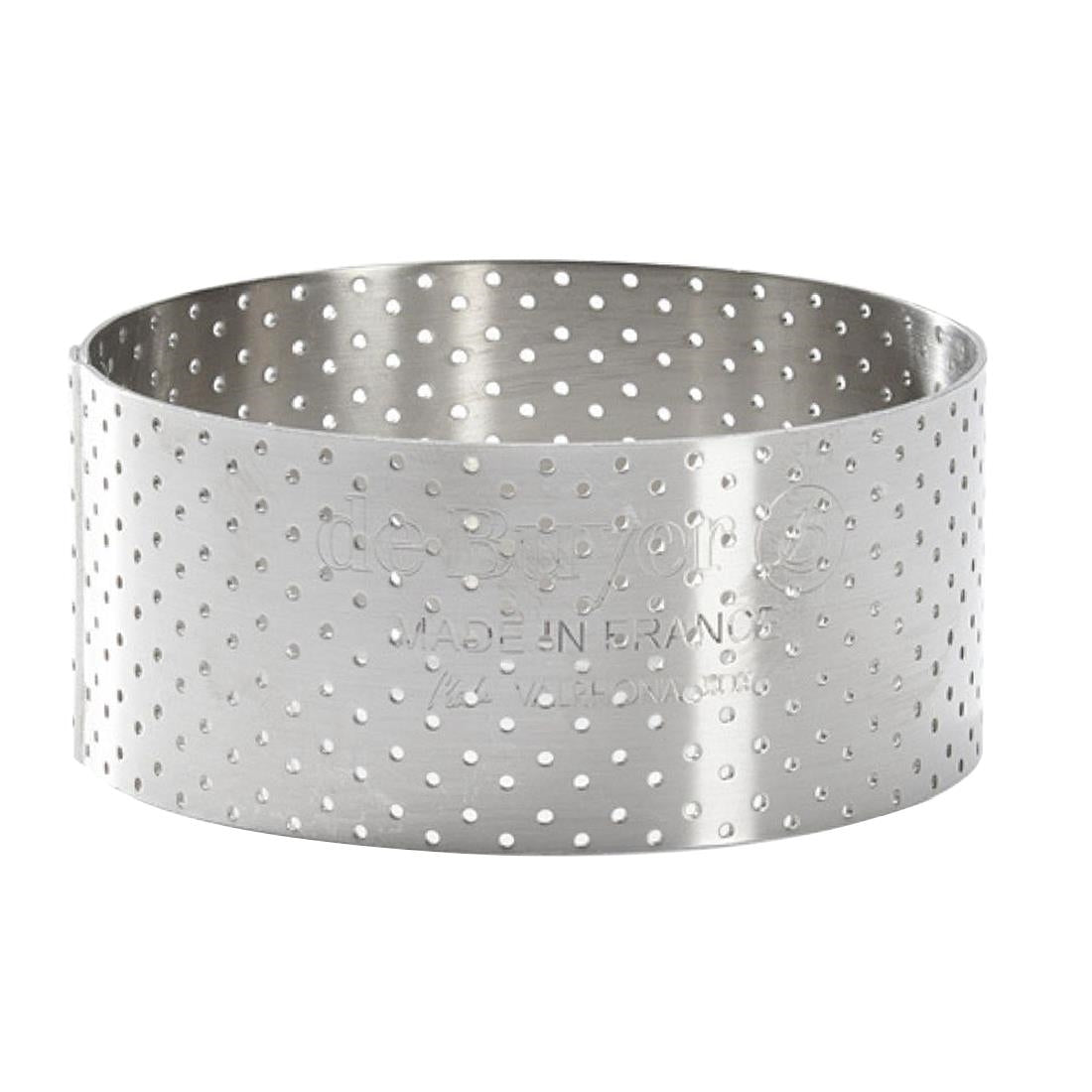 De Buyer Perforated Stainless Steel Straight Tart Ring 75x35mm