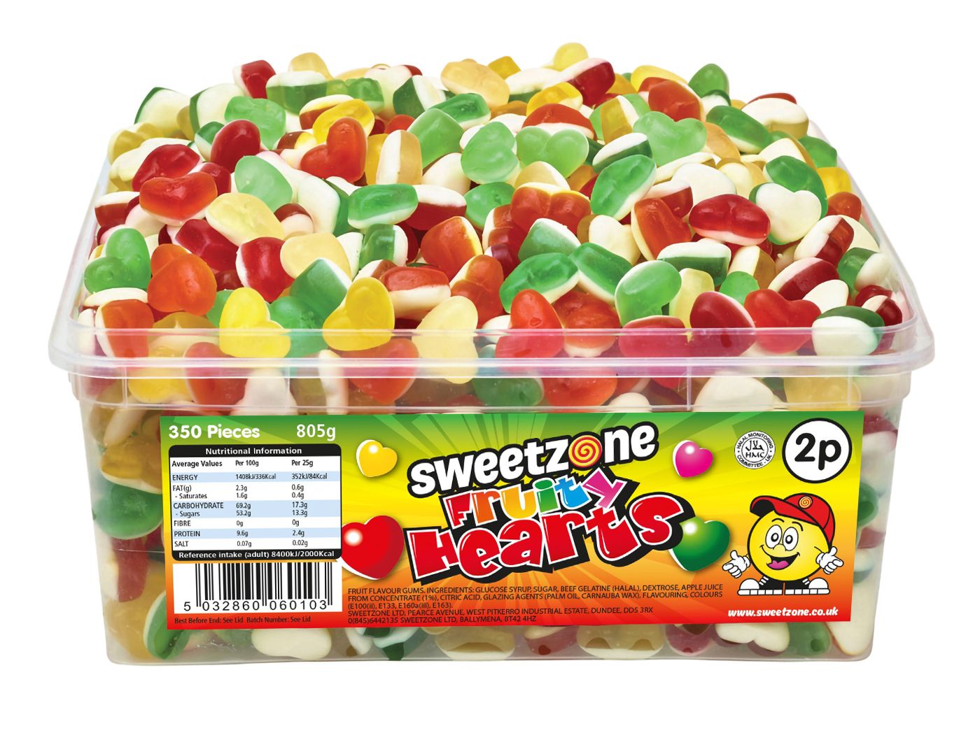 Sweetzone Fruity Hearts 2p Tub 805g
