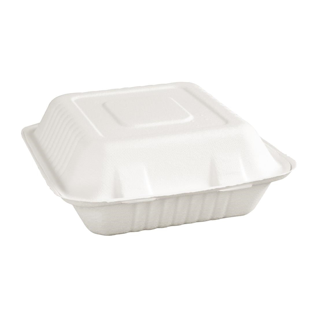 Fiesta Compostable Bagasse Hinged 3-Compartment Food Containers 201mm (200 Pack)