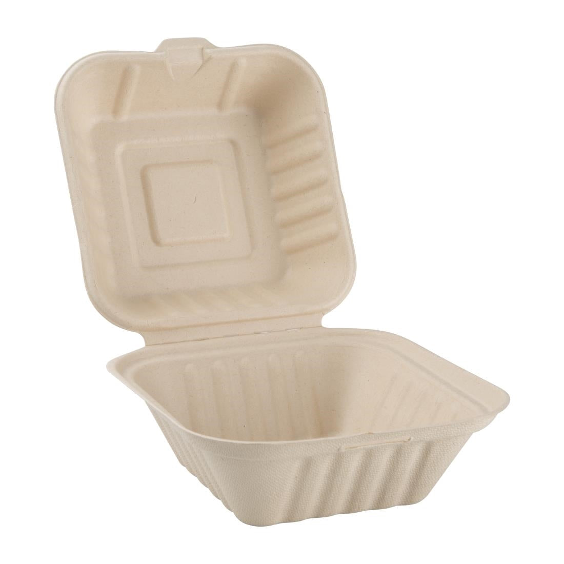 Fiesta Compostable Bagasse Burger Boxes Natural Colour 152mm (500 Pack)