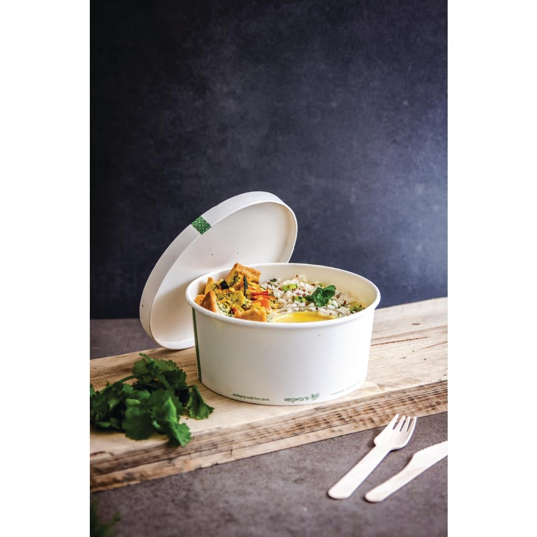 Vegware 185-Series Compostable Bon Appetit Food Bowls 48oz (300 Pack)