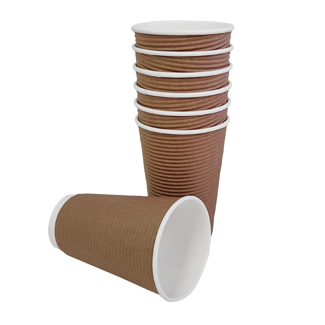 Fiesta Recyclable Coffee Cups Ripple Wall Kraft 455ml / 16oz (25 Pack)