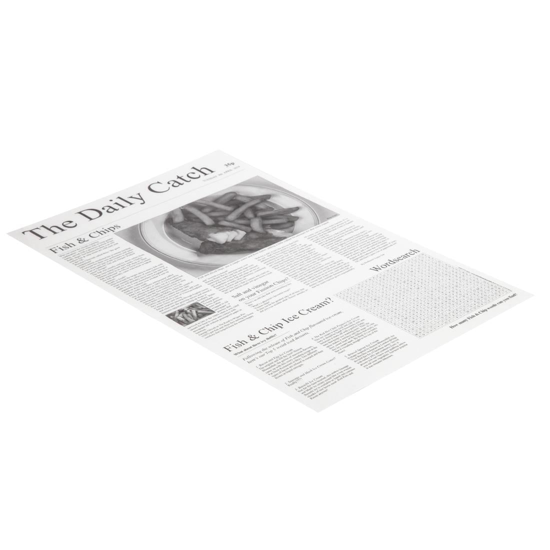 Greaseproof Paper Sheets Newspaper Print 270 x 420mm (500 pack)