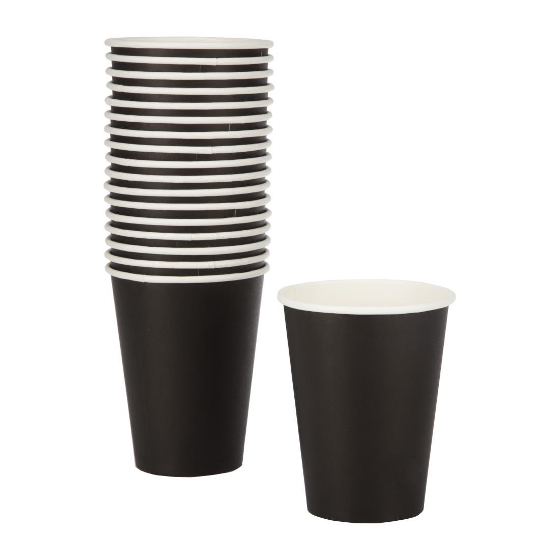Fiesta Recyclable Coffee Cups Single Wall Black 340ml / 12oz (50 Pack)