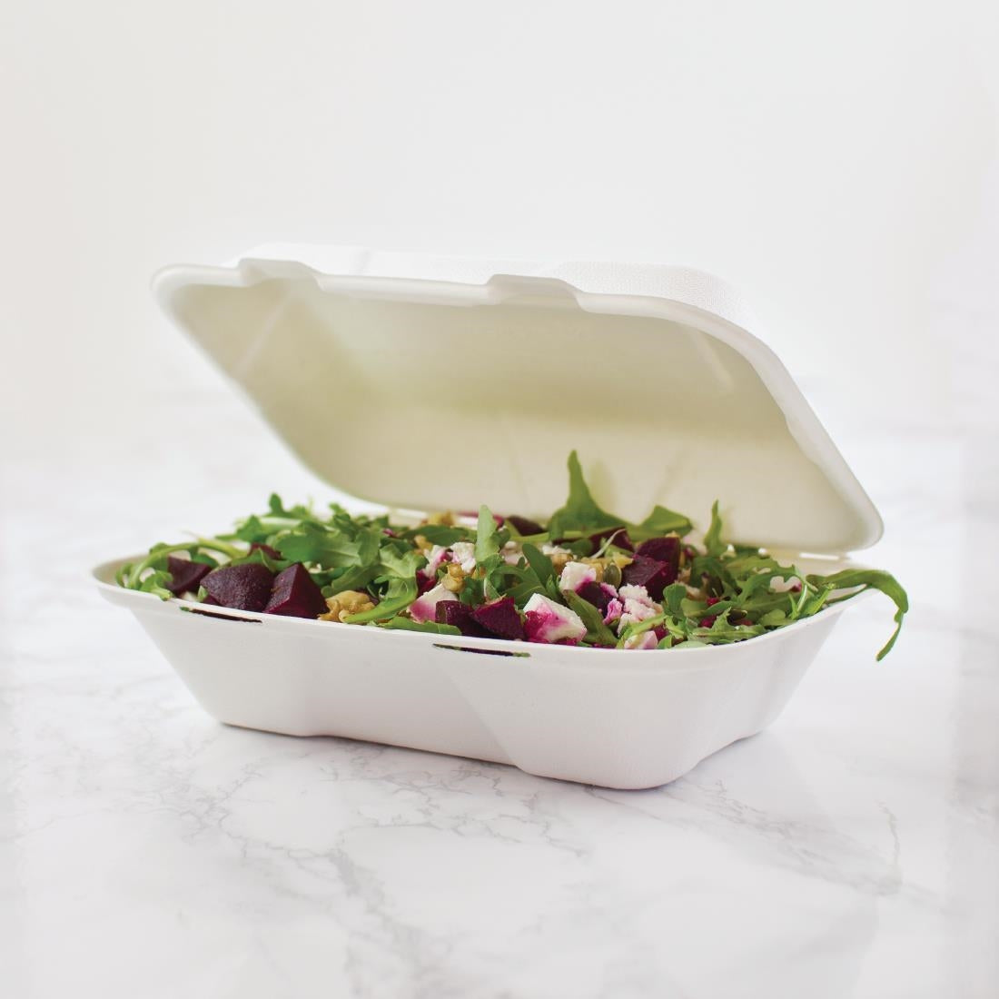 Vegware Compostable Bagasse Clamshell Hinged Meal Boxes 228mm