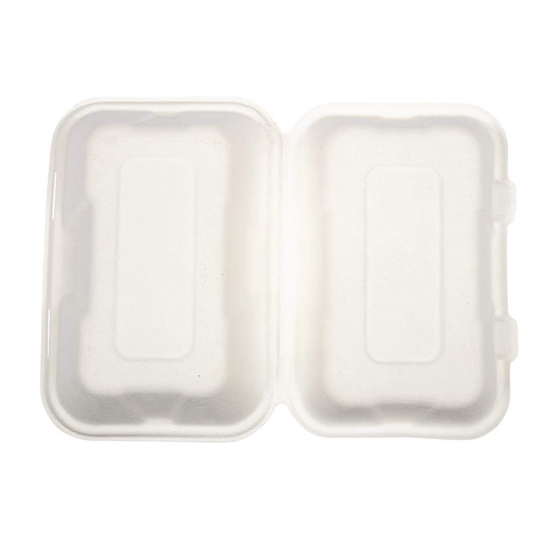 Vegware Compostable Bagasse Clamshell Hinged Meal Boxes 228mm