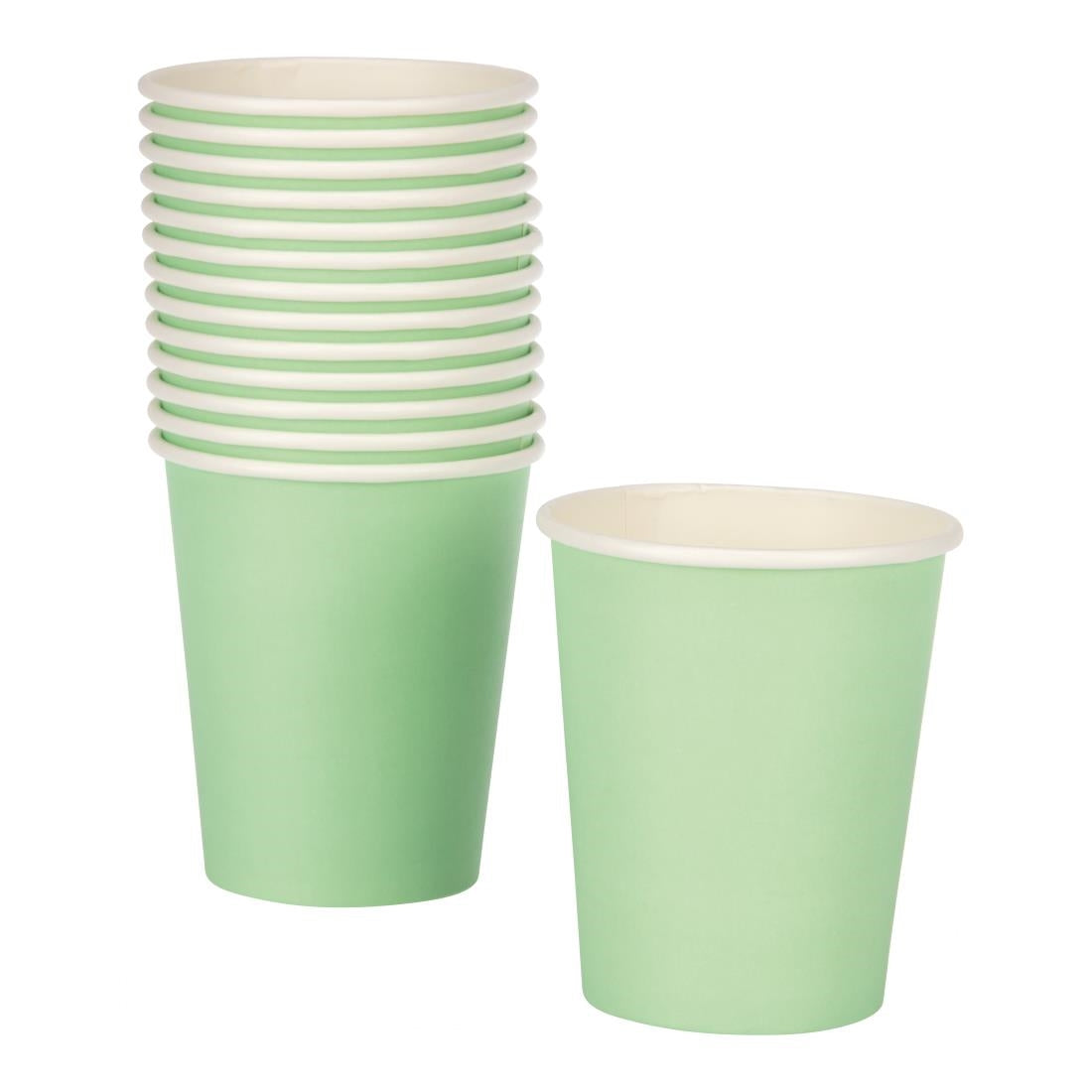 Fiesta Recyclable Coffee Cups Single Wall Turquoise 225ml / 8oz (1000 Pack)