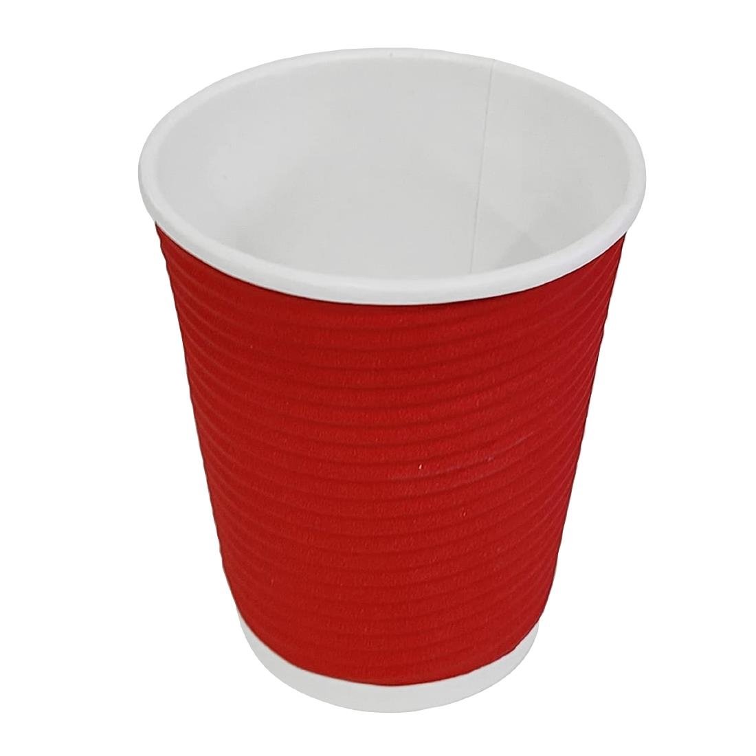 Fiesta Recyclable Coffee Cups Ripple Wall Red 225ml / 8oz (500 Pack)