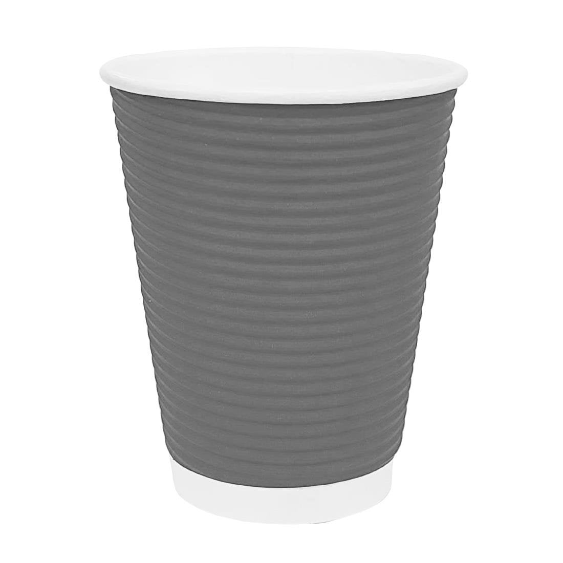 Fiesta Recyclable Coffee Cups Ripple Wall Charcoal 340ml / 12oz (25 Pack)