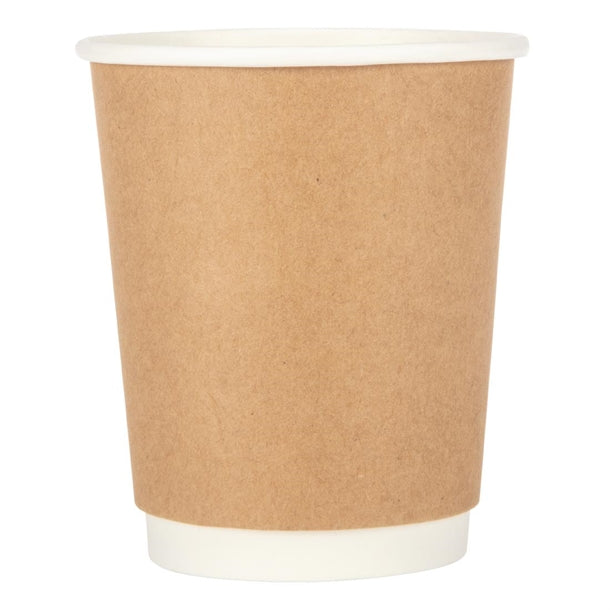 Fiesta Recyclable Coffee Cups Double Wall Kraft 225ml / 8oz (25 Pack)