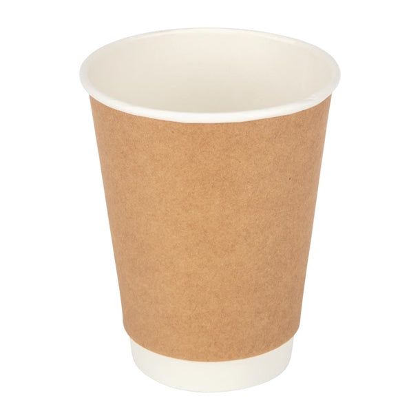 Fiesta Recyclable Coffee Cups Double Wall Kraft 340ml / 12oz (25 Pack)