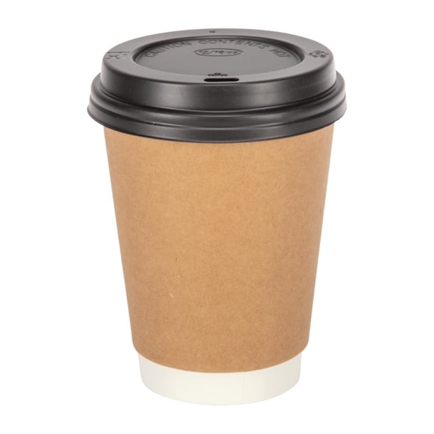 Fiesta Recyclable Coffee Cups Double Wall Kraft 340ml / 12oz (25 Pack)