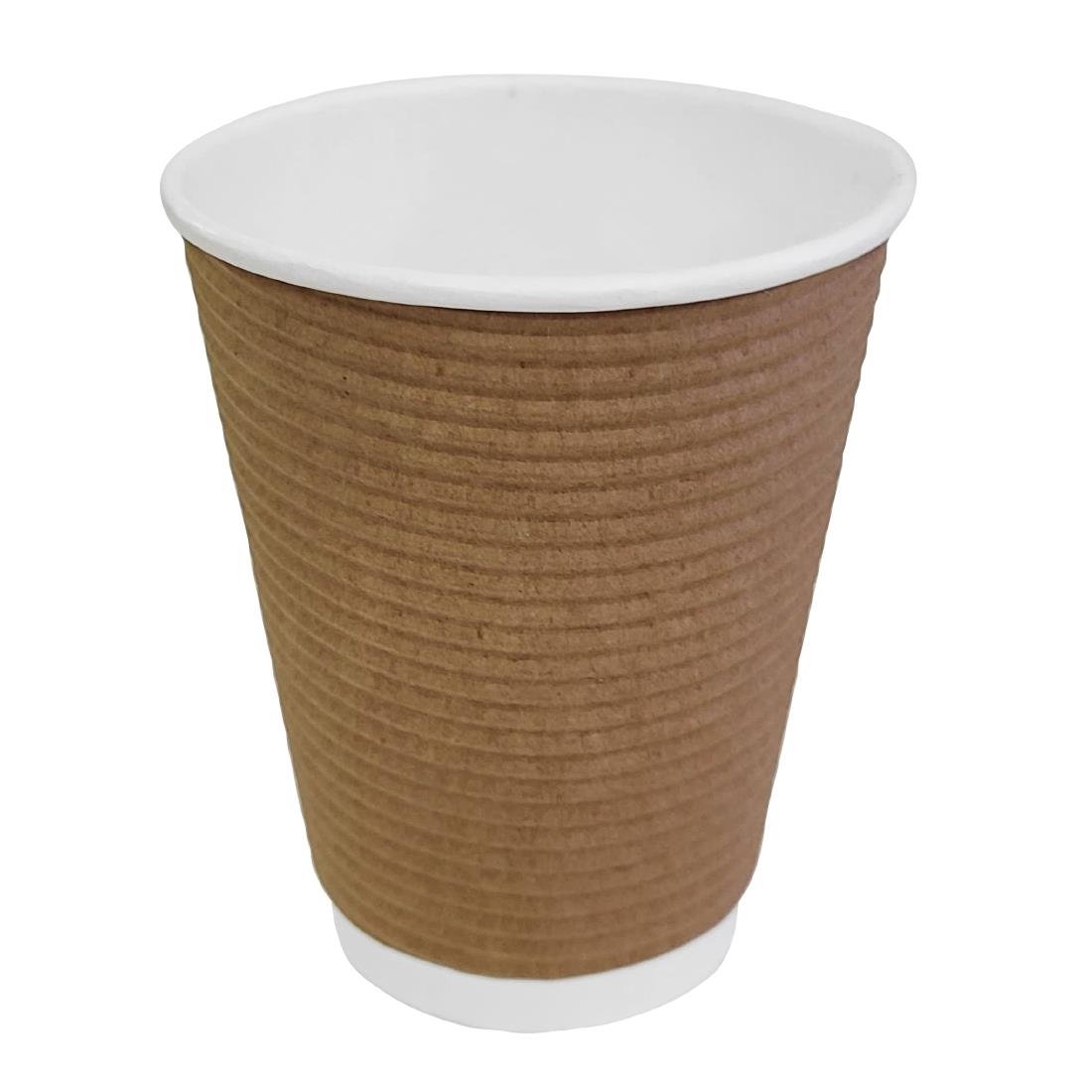 Fiesta Recyclable Coffee Cups Ripple Wall Kraft 340ml / 12oz (500 Pack)
