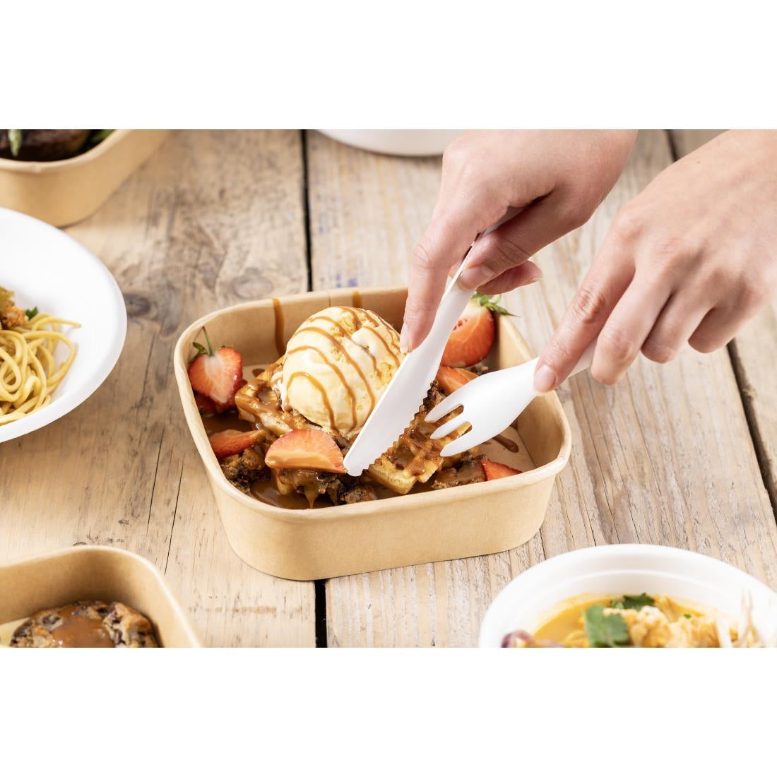 Fiesta Compostable Paper Forks 155mm (100 Pack)