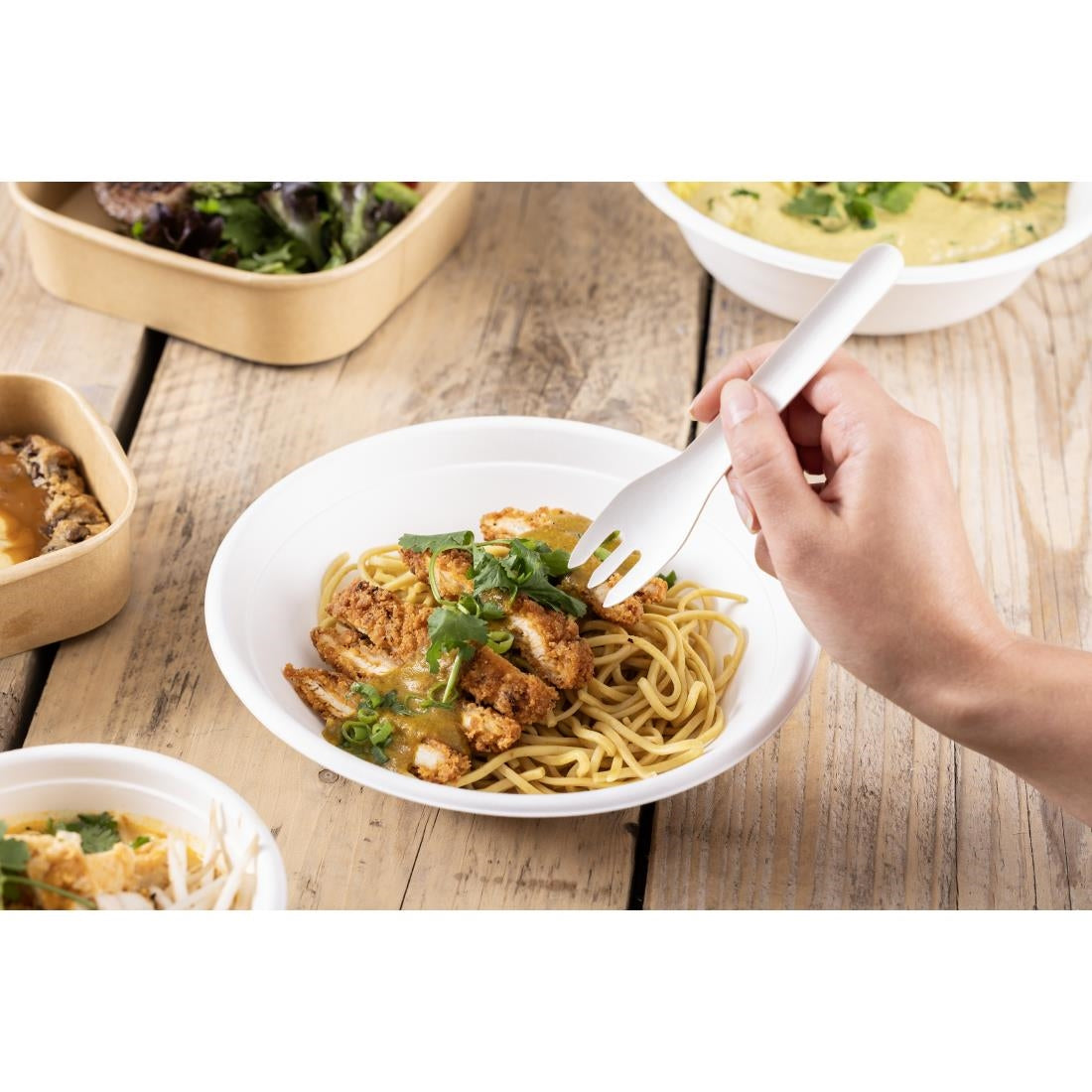 Fiesta Compostable Paper Forks 155mm (100 Pack)