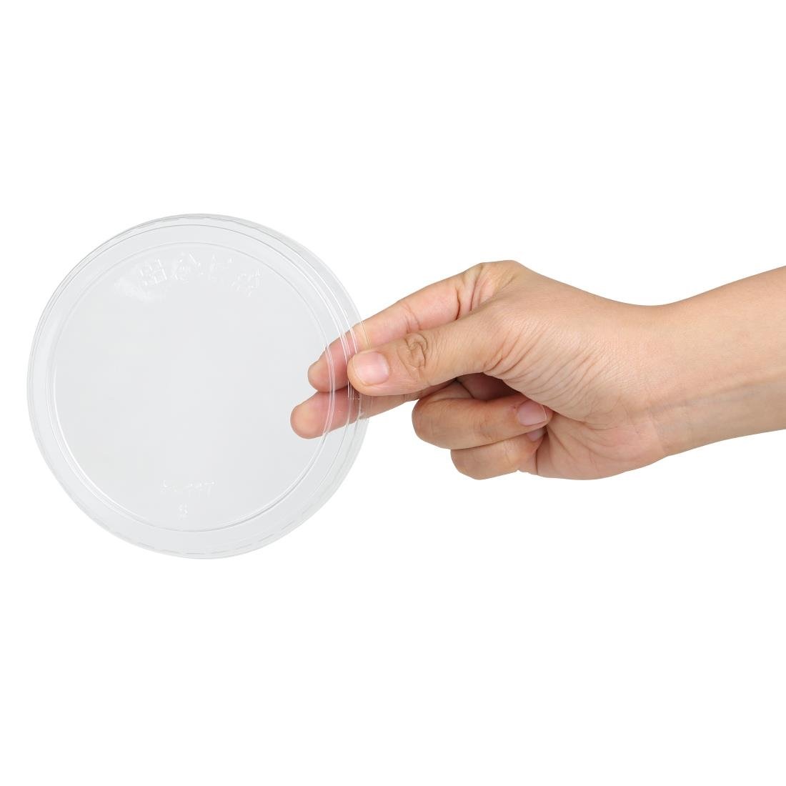 Fiesta Recyclable rPET Flat Lids for Deli Cups 8/12/16oz (300 Pack)