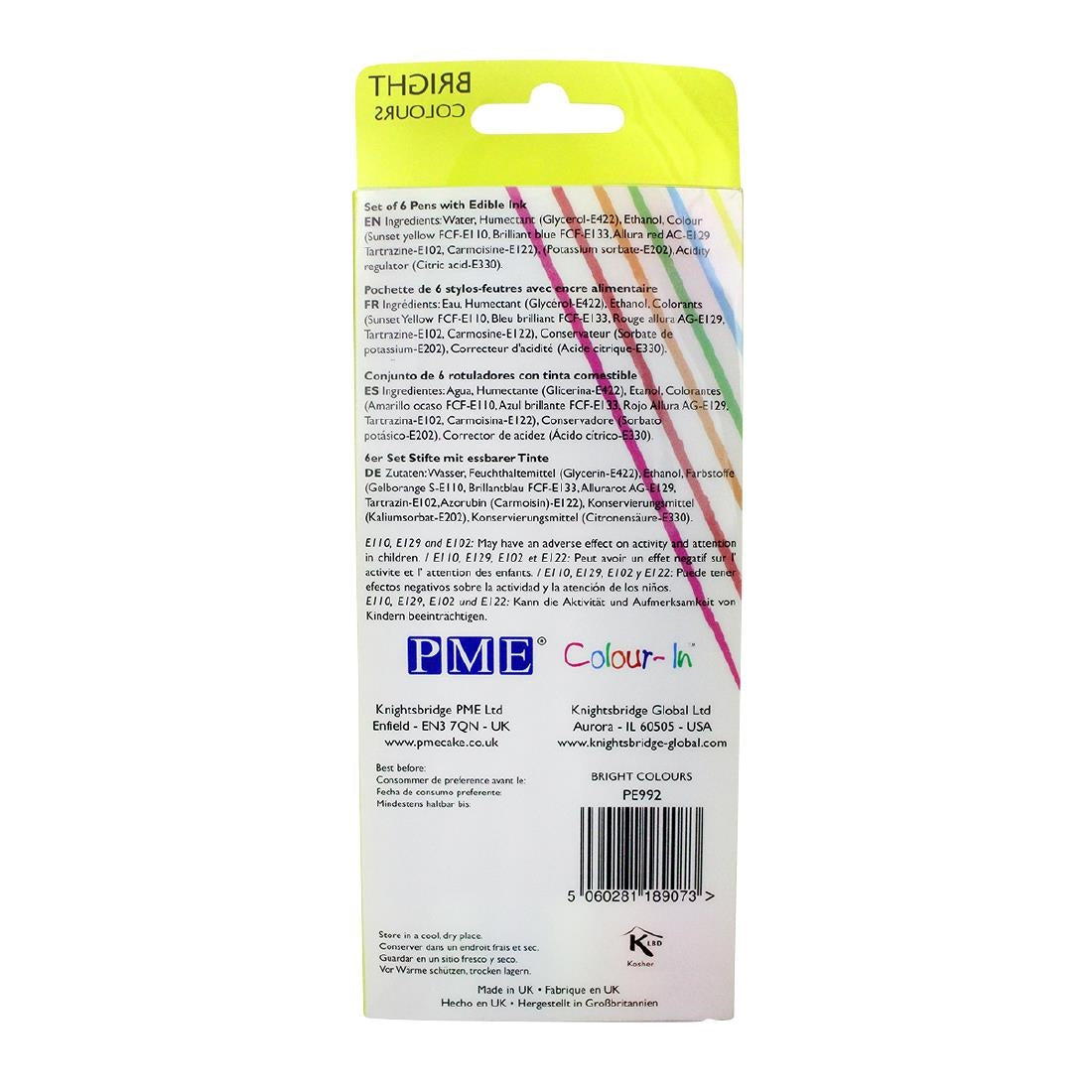 PME Brush & Fine Pen Set - Bright (6 pack)