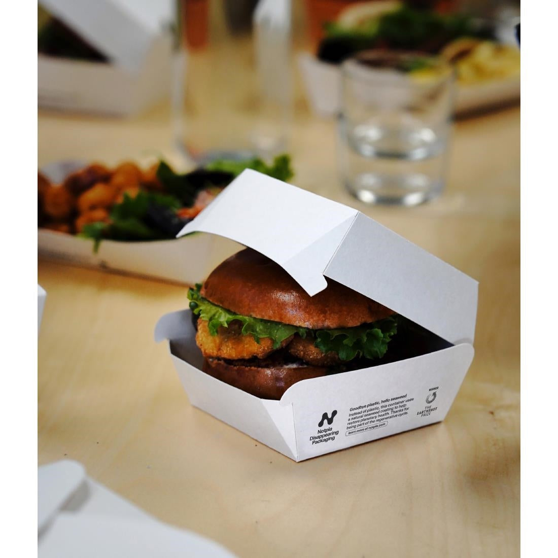 Notpla 5" Clamshell Burger Boxes - White (200 Pack)