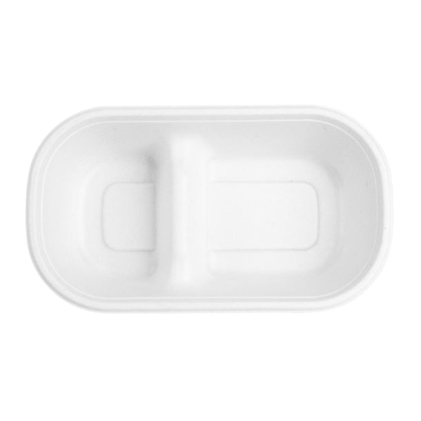 Fiesta Compostable Bagasse Oval 2-Compartment Container 900ml (100 Pack)