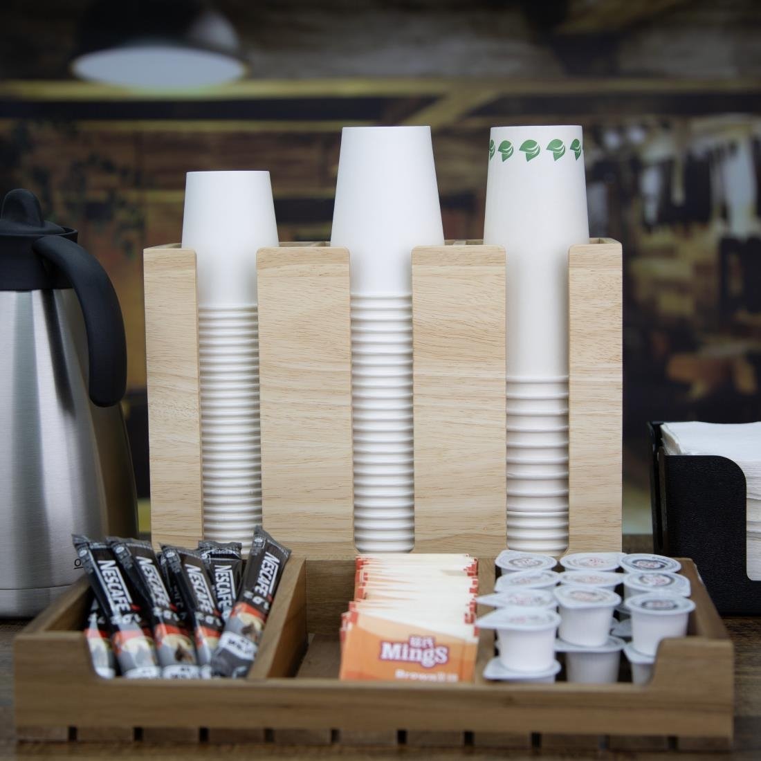 Olympia Cup Organiser Hevea Wood 340x120x240mm