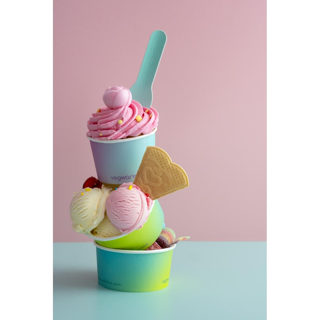 Vegware Double Scoop Ice Cream Pot Tutti Frutti 6oz (1000 pack)