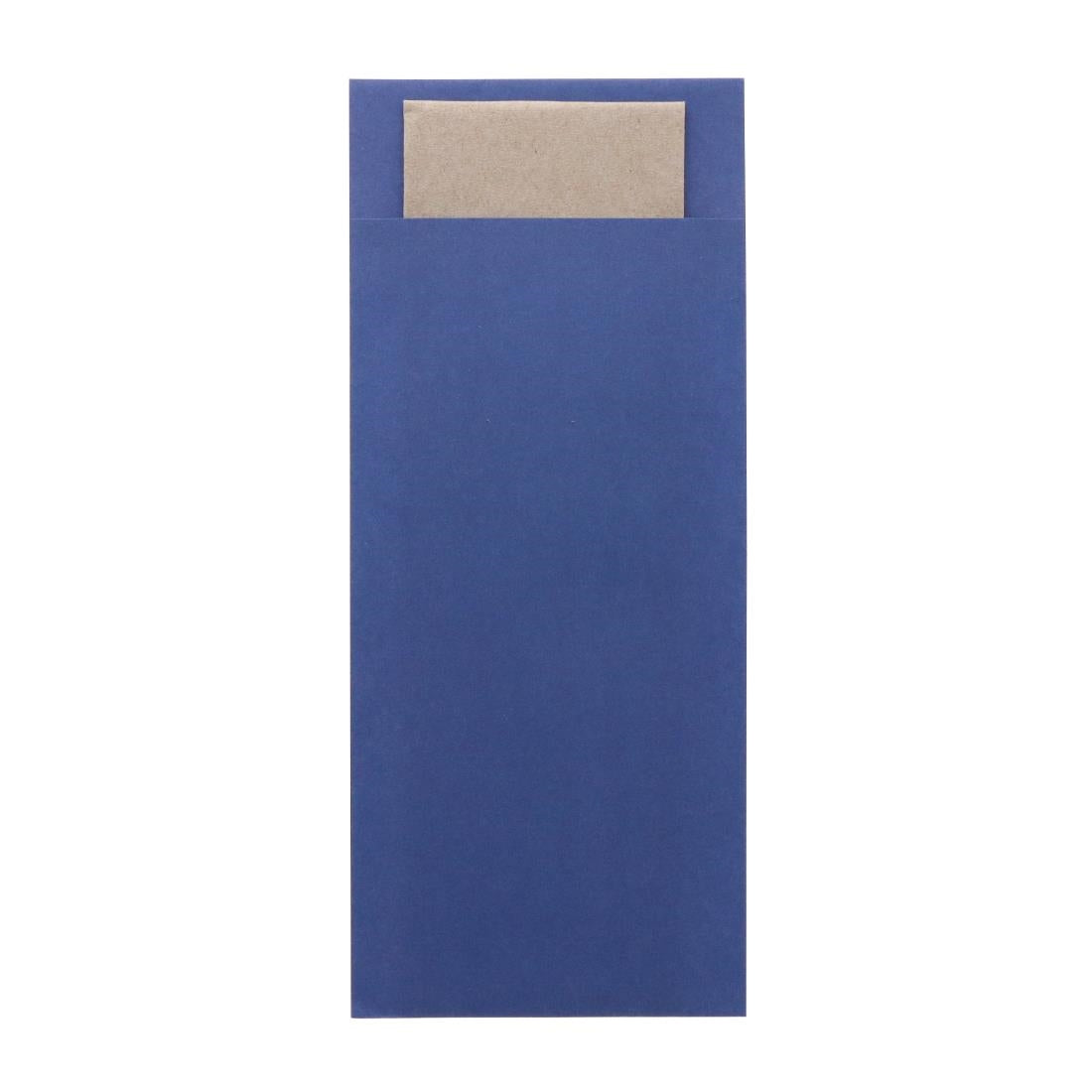 Europochette Classic Size Marine Blue Cutlery Pouch with Kraft 2ply Napkin (500 pack)