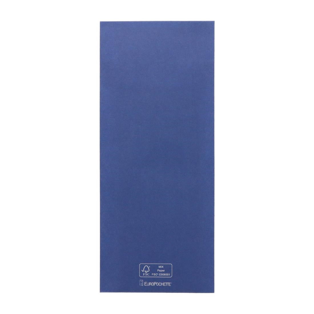 Europochette Classic Size Marine Blue Cutlery Pouch with Kraft 2ply Napkin (500 pack)
