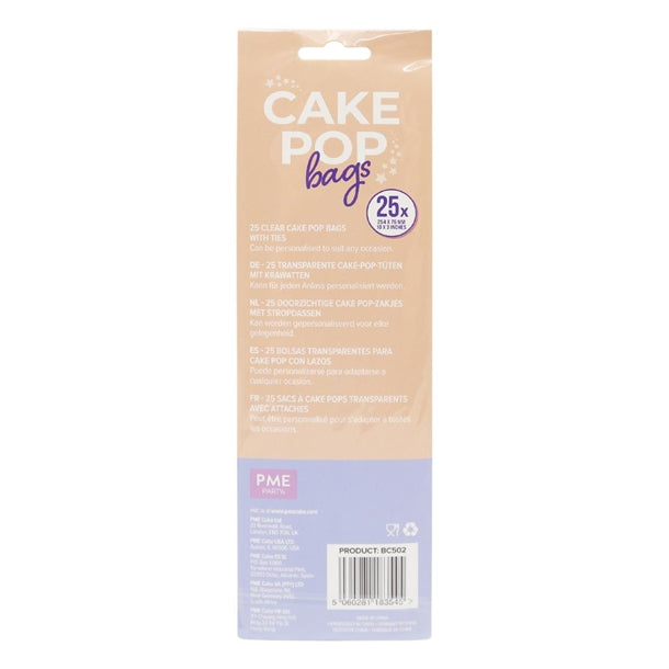PME Cake Pop Bags with Silver Ties 254x76mm (25 Pack)
