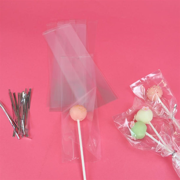 PME Cake Pop Bags with Silver Ties 254x76mm (25 Pack)