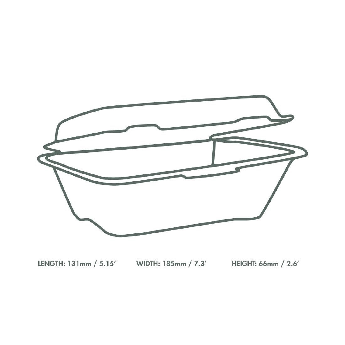 Vegware Compostable Bagasse Clamshell Hinged Meal Boxes 7"x 5" (500 Pack)