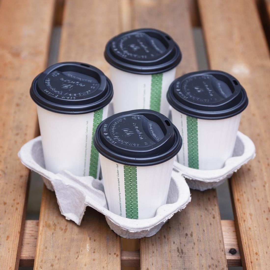 Vegware Moulded Pulp Fibre Splitable 4-Cup Carry Trays (160 Pack)