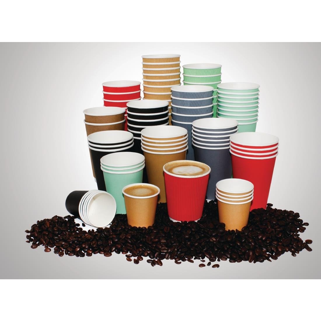 Fiesta Recyclable Coffee Cups Single Wall Black 455ml / 16oz (50 Pack)