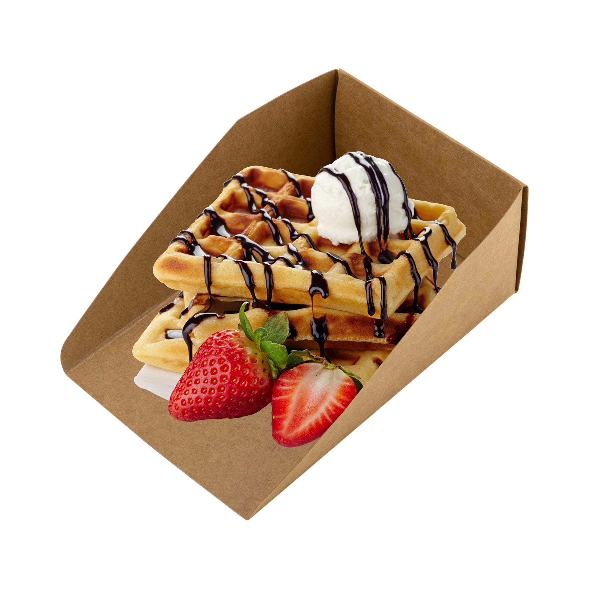 Belgian Waffle Tray Eco Kraft Brown