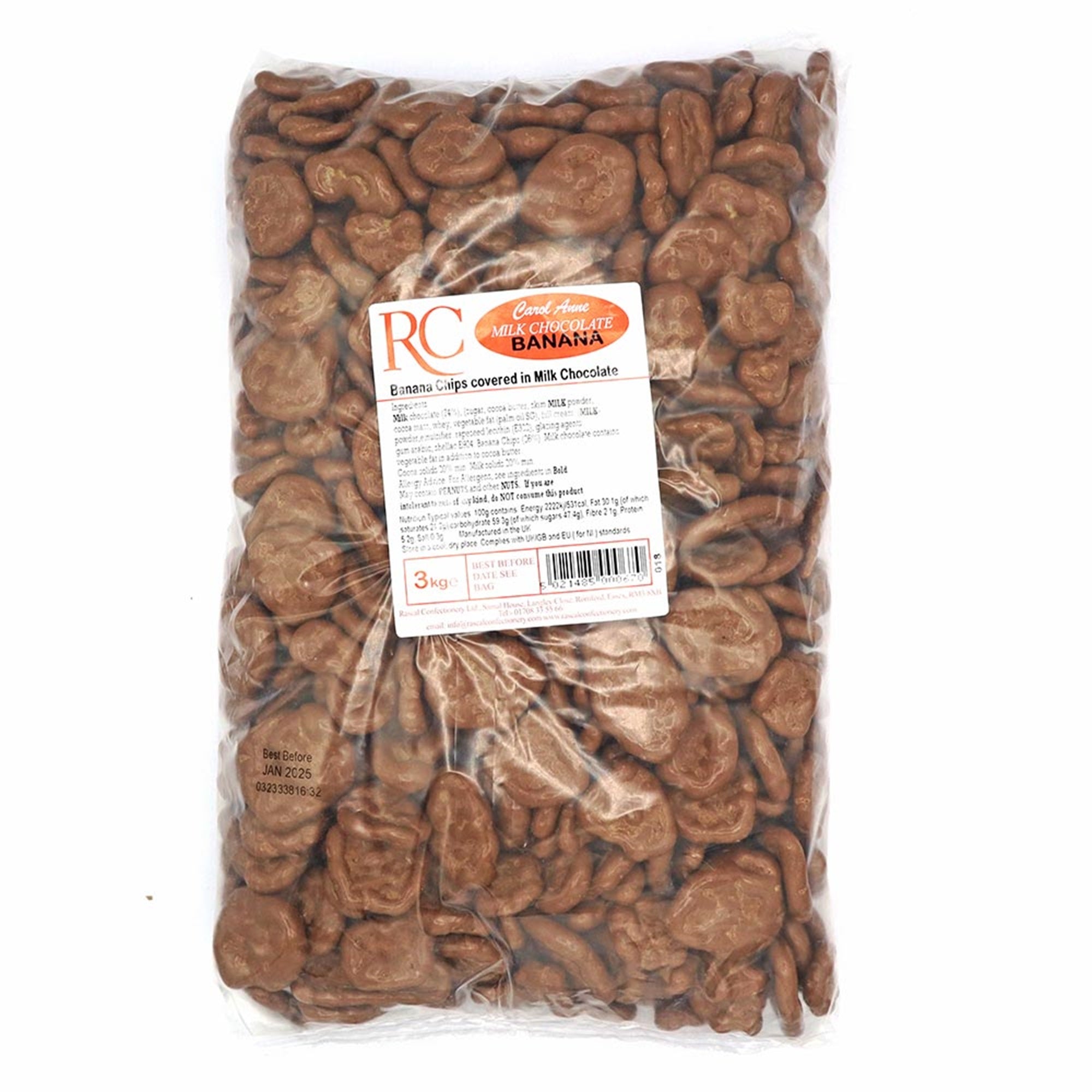 Carol Anne Milk Chocolate Covered Banana Chips 3kg