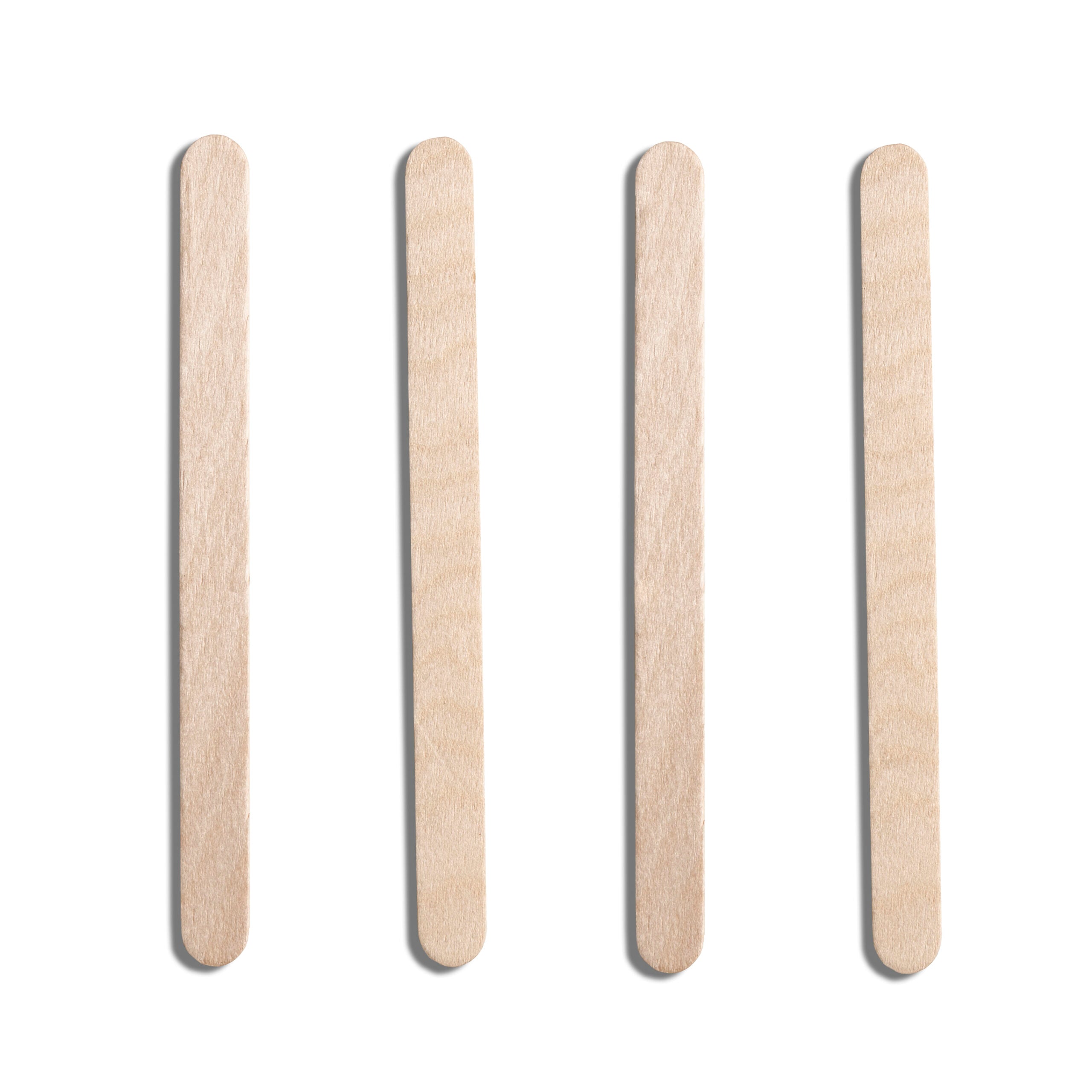 Four wooden craft sticks arranged vertically.