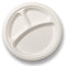 HERALD Bagasse 3 Compartment Plate 254mm 10 Inch White - Pack Of 50