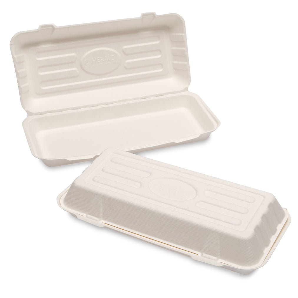 HERALD Compostable Hinged Food Container for Takeaway Meals