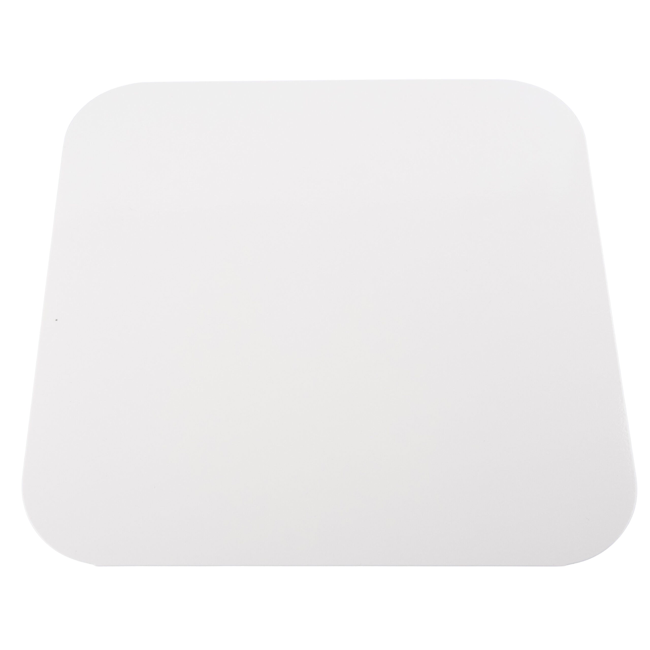 A plain white lid with slightly rounded edges.