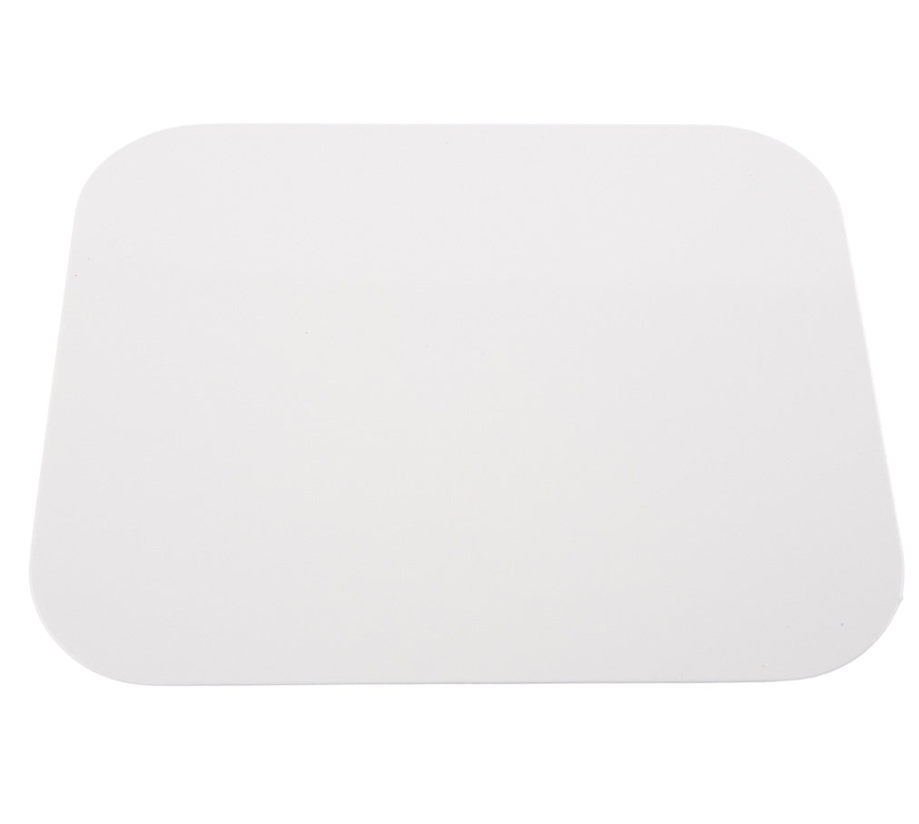 A plain white square lid with rounded corners.