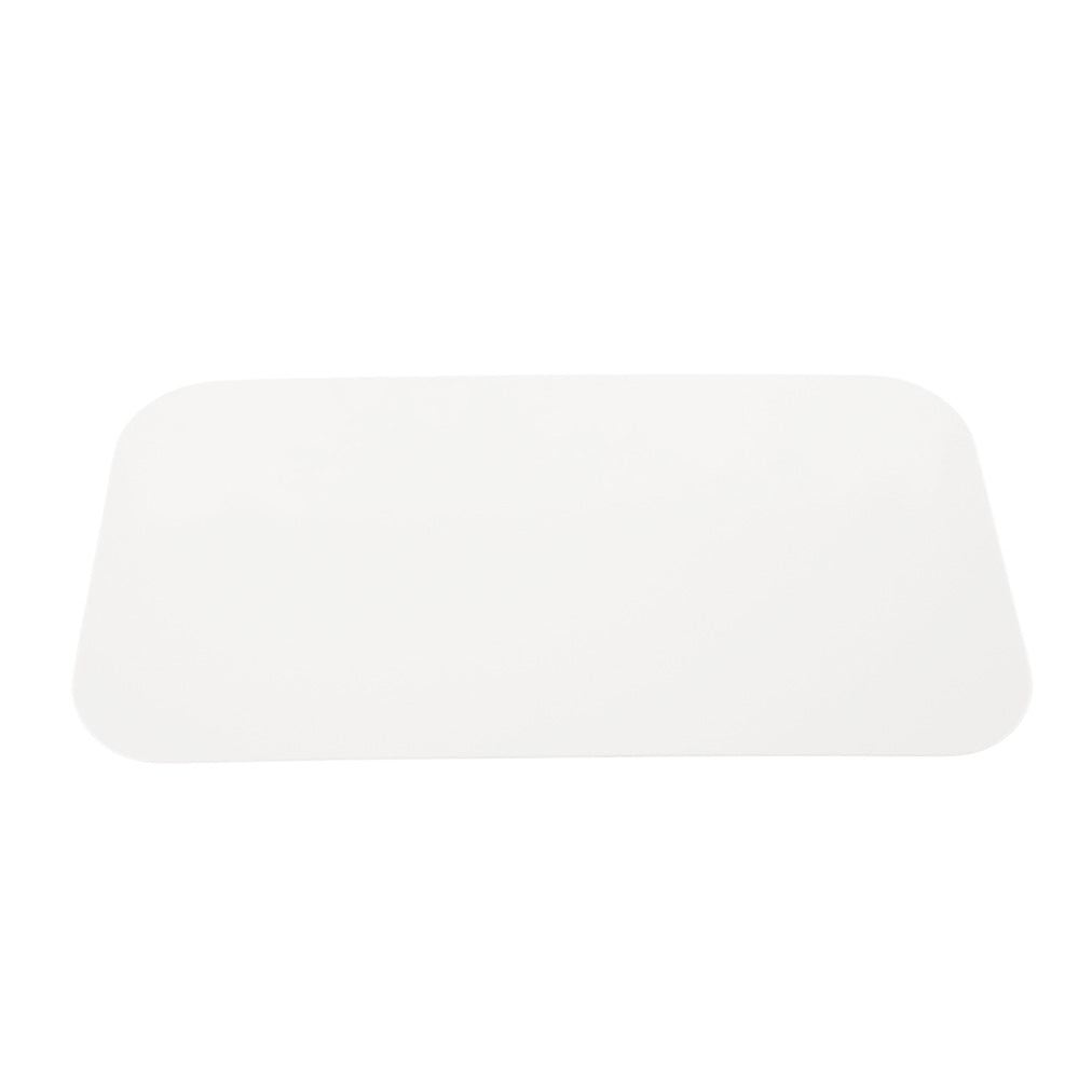 A flat, rectangular white lid with rounded edges.